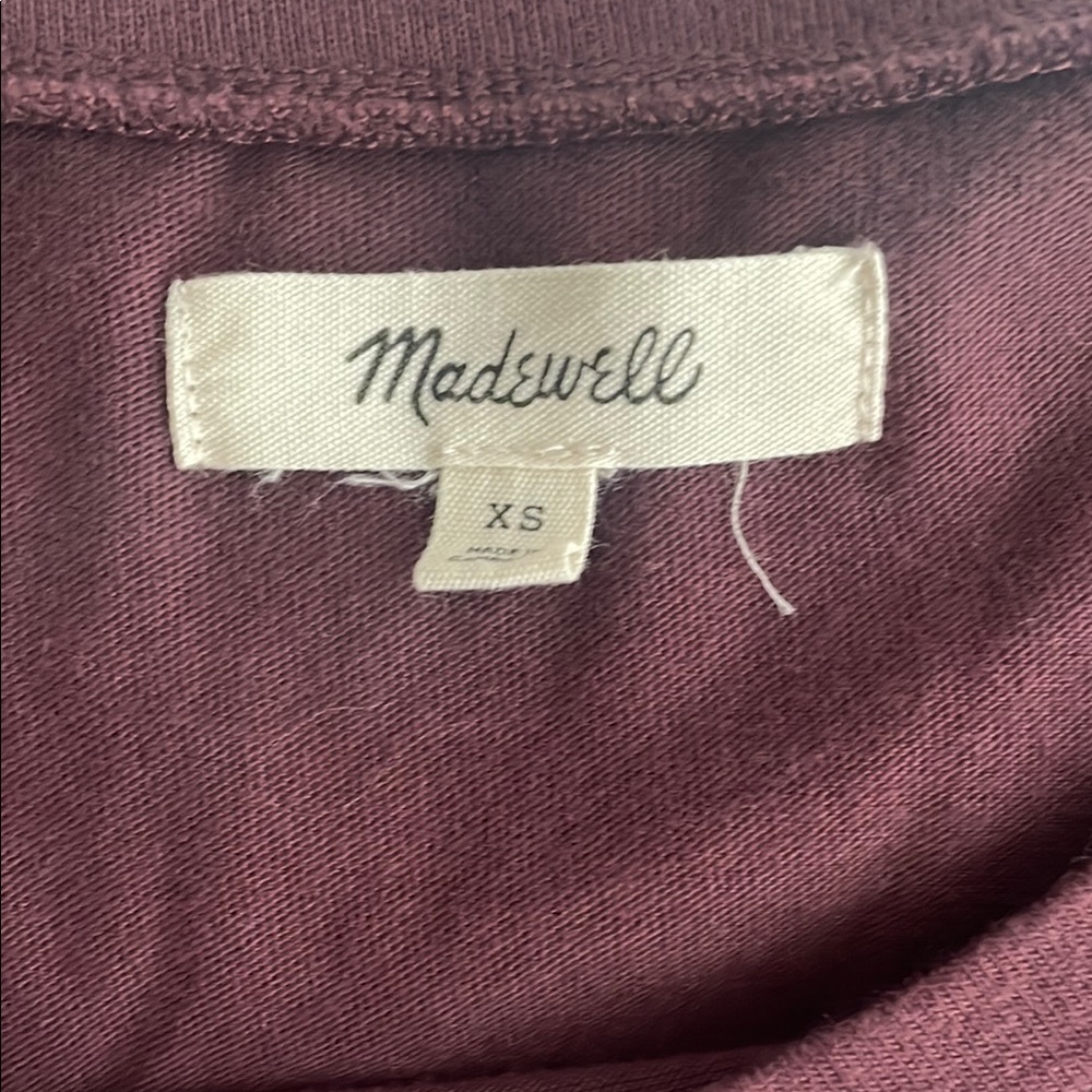 Madewell Burgundy Long Sleeve Top with Puff Sleeve Detail - Picture 2 of 6